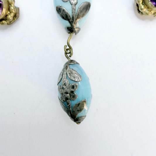 Antique Jugendstil Costume Jewelry Brooch Pendant.