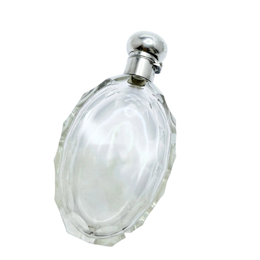 Germany early 1900. Glass and Silver Perfume Bottle.