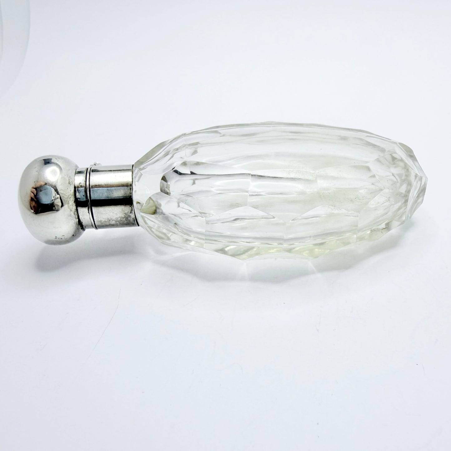 Germany early 1900. Glass and Silver Perfume Bottle.