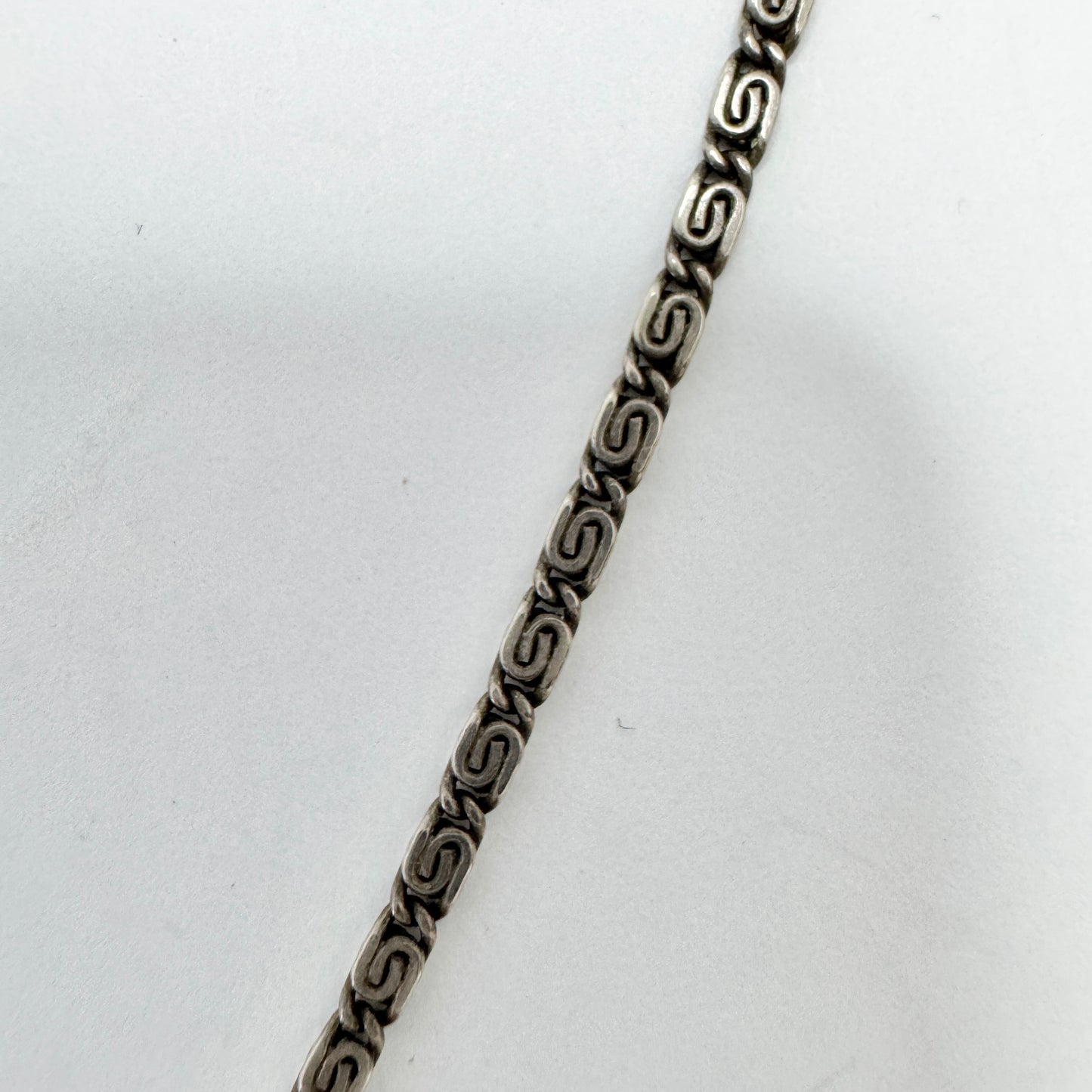 Sweden 1930-40s. Sterling 935 Silver Marcasite Onyx Pendant Necklace.