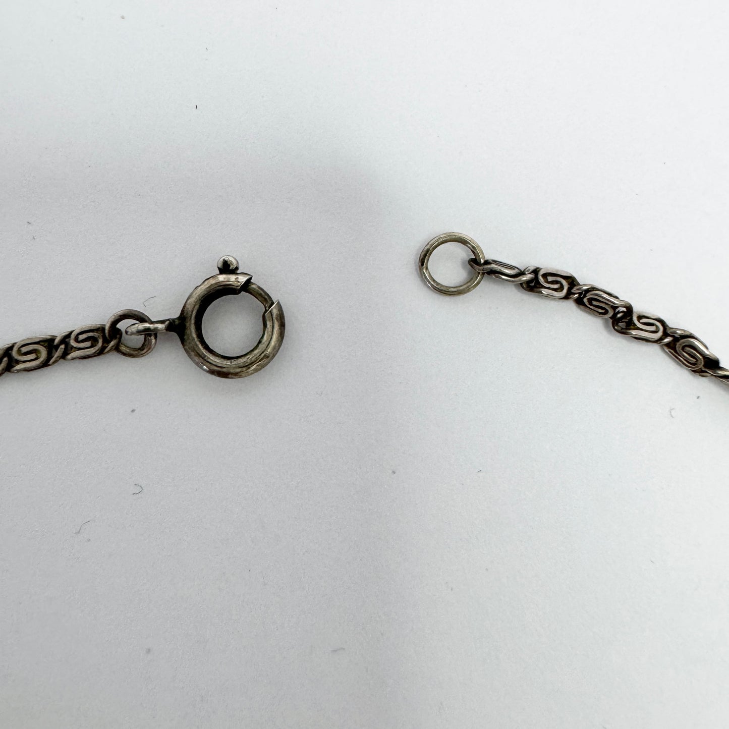 Sweden 1930-40s. Sterling 935 Silver Marcasite Onyx Pendant Necklace.