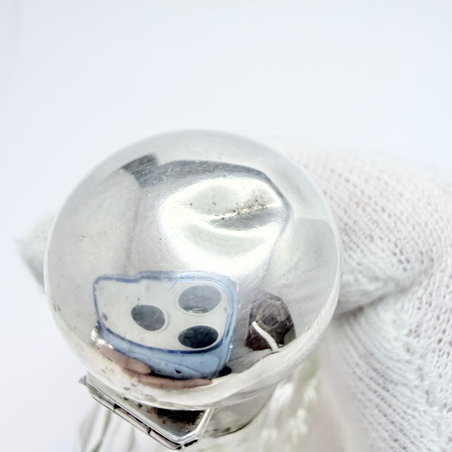 Germany early 1900. Glass and Silver Perfume Bottle.