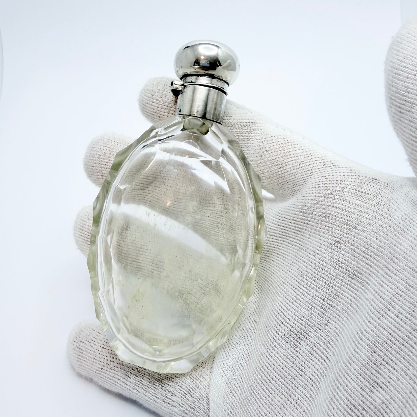 Germany early 1900. Glass and Silver Perfume Bottle.