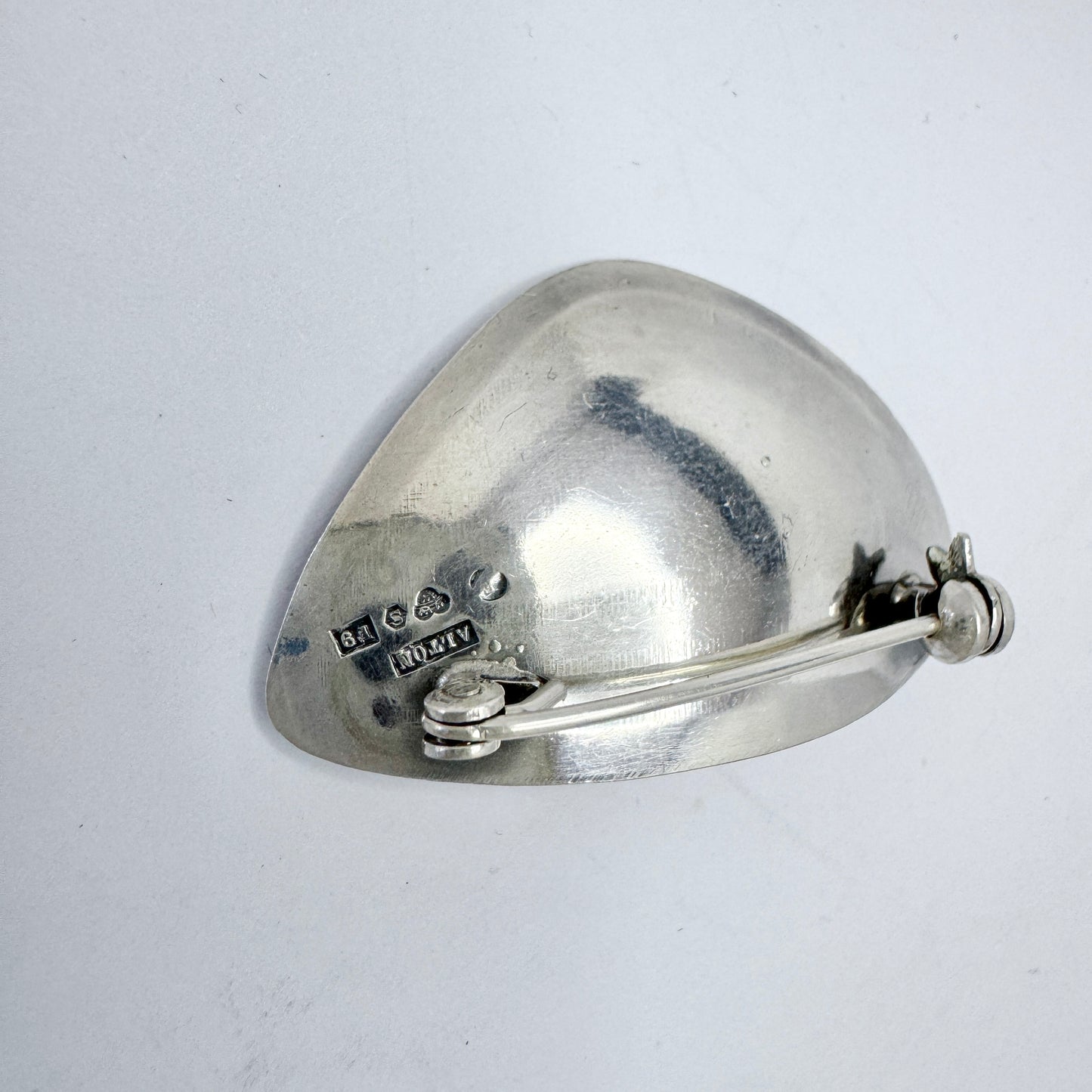 Alton, Sweden 1956. Vintage Sterling Silver Chalcedony Brooch
