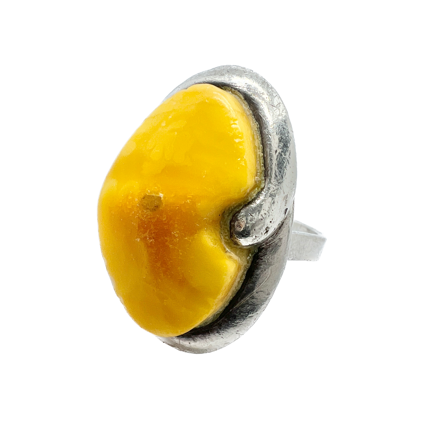 Maria & Ryszard Kulm Poland. Vintage Sterling Silver Amber Ring.