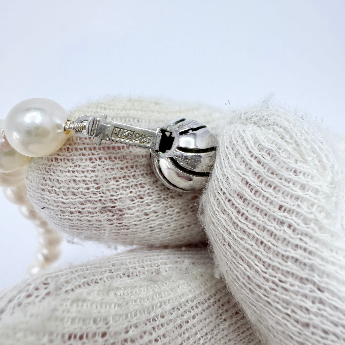 JKa Köhle, Germany. Vintage Pearl Sterling Clasp Necklace