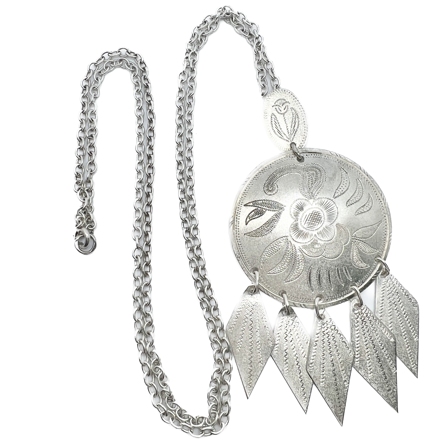 Olof Olofsson, Sweden 1971 Large Vintage Flower Sterling Silver Pendant Necklace.