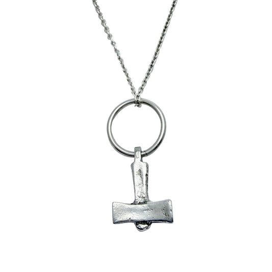 Vintage Sold Silver Thor's Hammer Viking Copy Pendant Necklace.