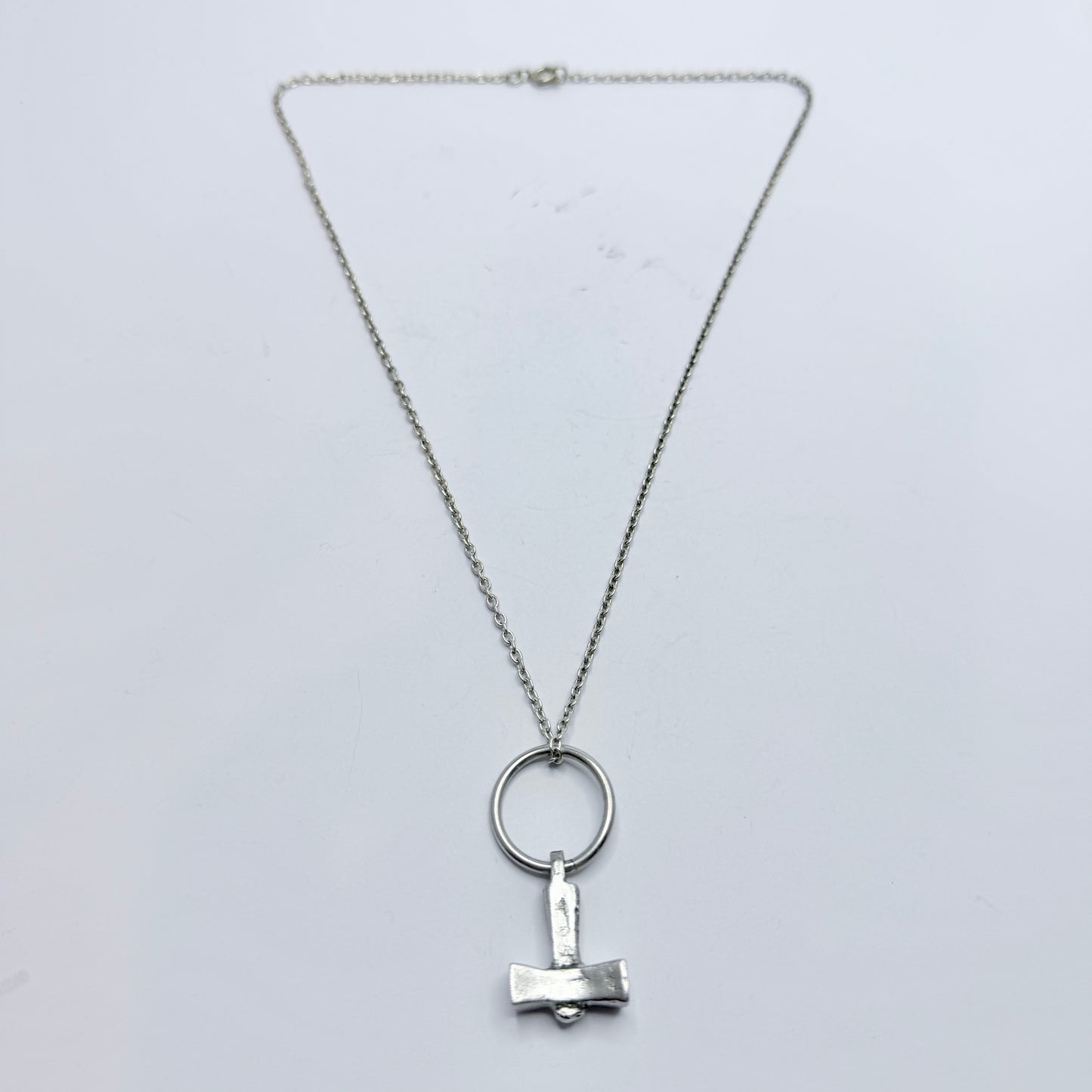 Vintage Sold Silver Thor's Hammer Viking Copy Pendant Necklace.