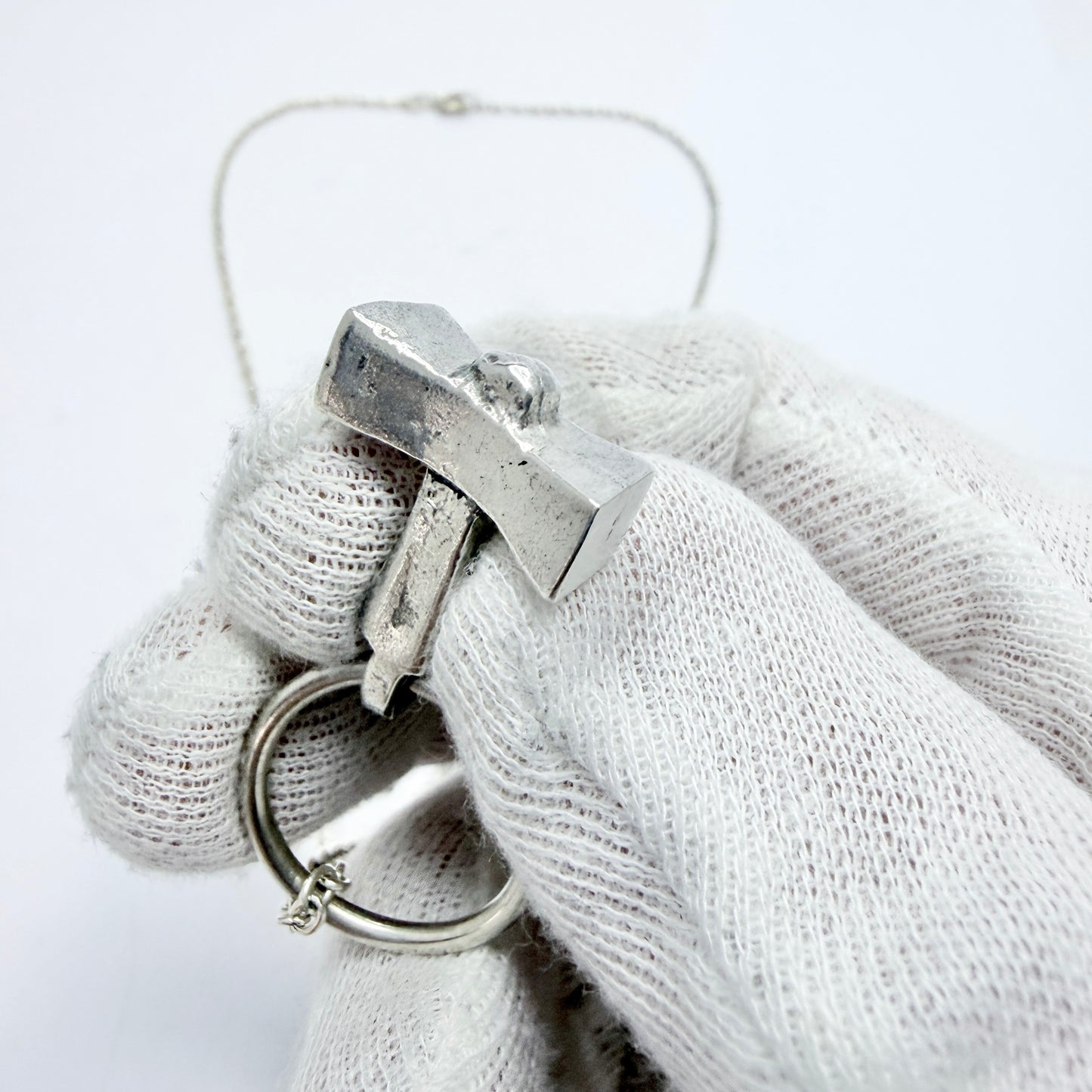 Vintage Sold Silver Thor's Hammer Viking Copy Pendant Necklace.