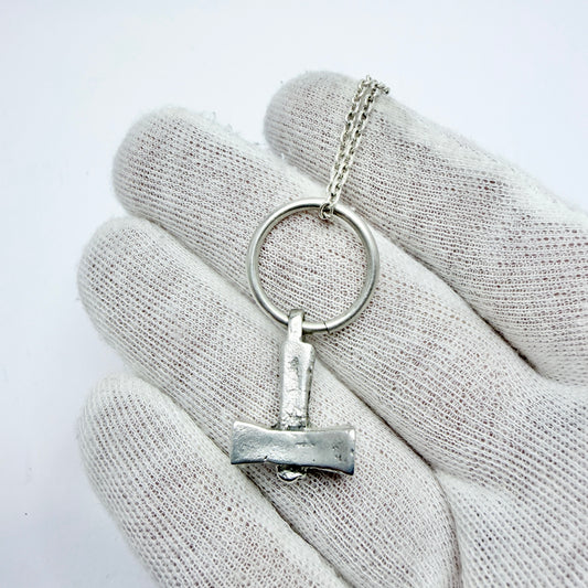 Vintage Sold Silver Thor's Hammer Viking Copy Pendant Necklace.