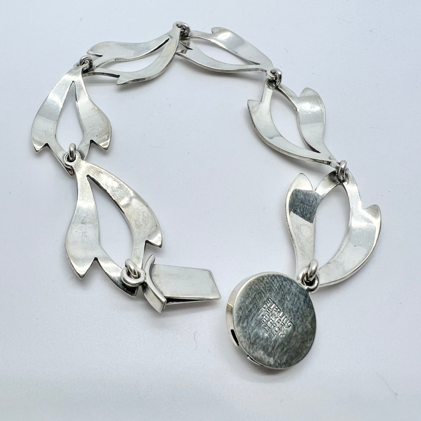 Niels Erik From, Denmark 1950s Vintage Sterling Silver Bracelet. Mid-Century