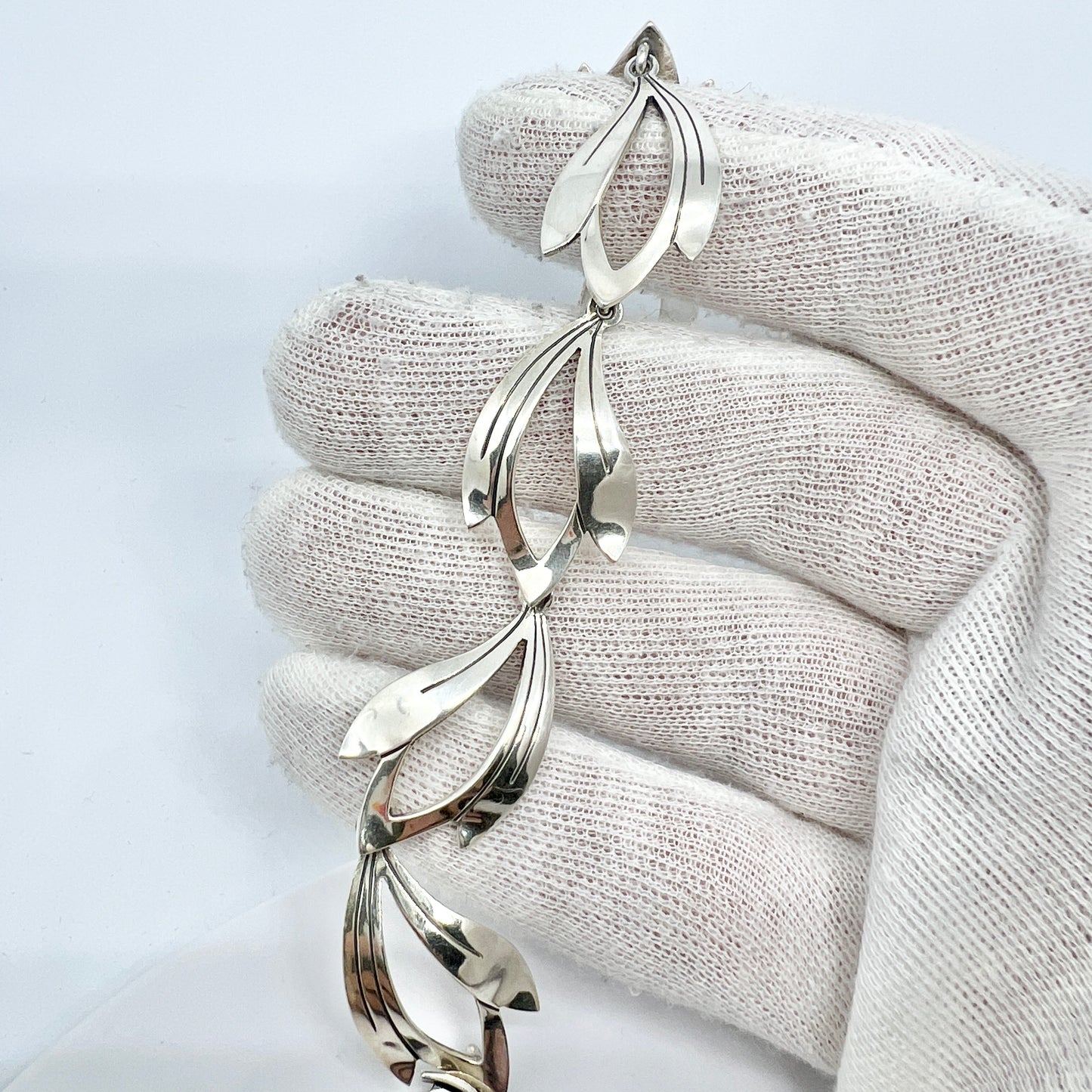 Niels Erik From, Denmark 1950s Vintage Sterling Silver Bracelet. Mid-Century