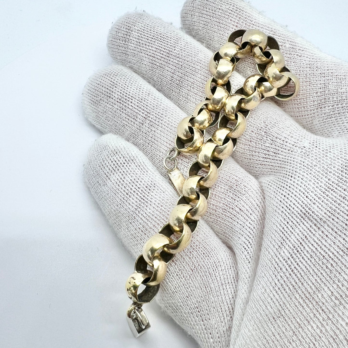 Gustaf Theodor Folcker, Sweden 1847. Antique Early Victorian Gilt Solid Silver Bracelet.