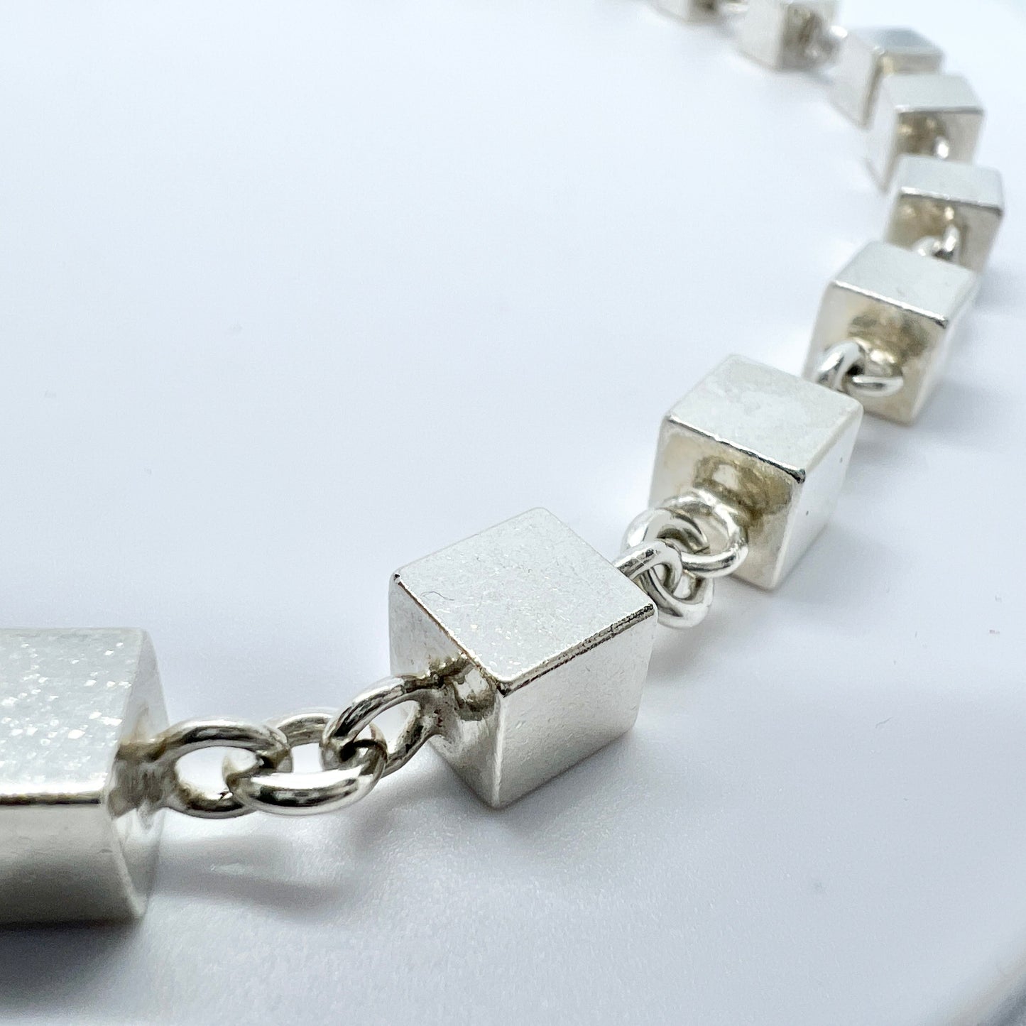 Arvo Saarela, Sweden 1964. Vintage Sterling Silver Cube Necklace.