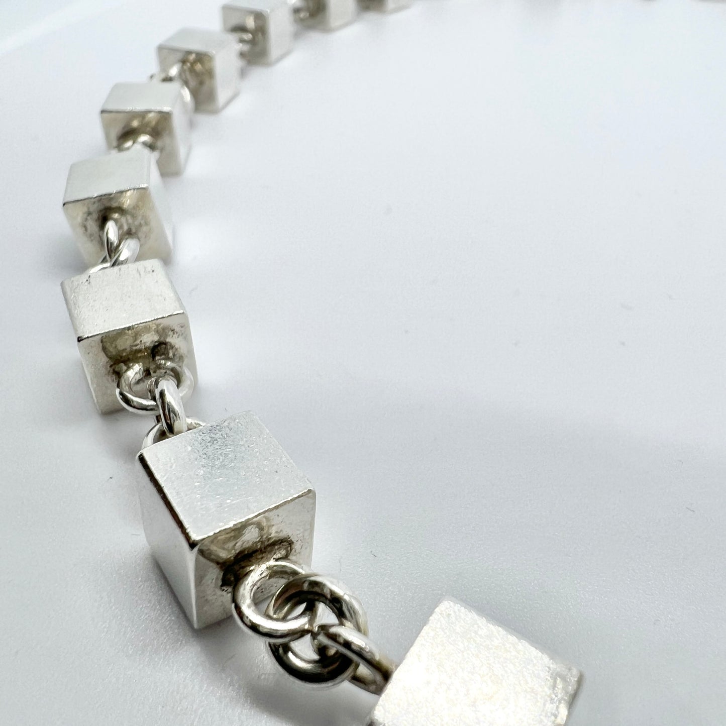 Arvo Saarela, Sweden 1964. Vintage Sterling Silver Cube Necklace.