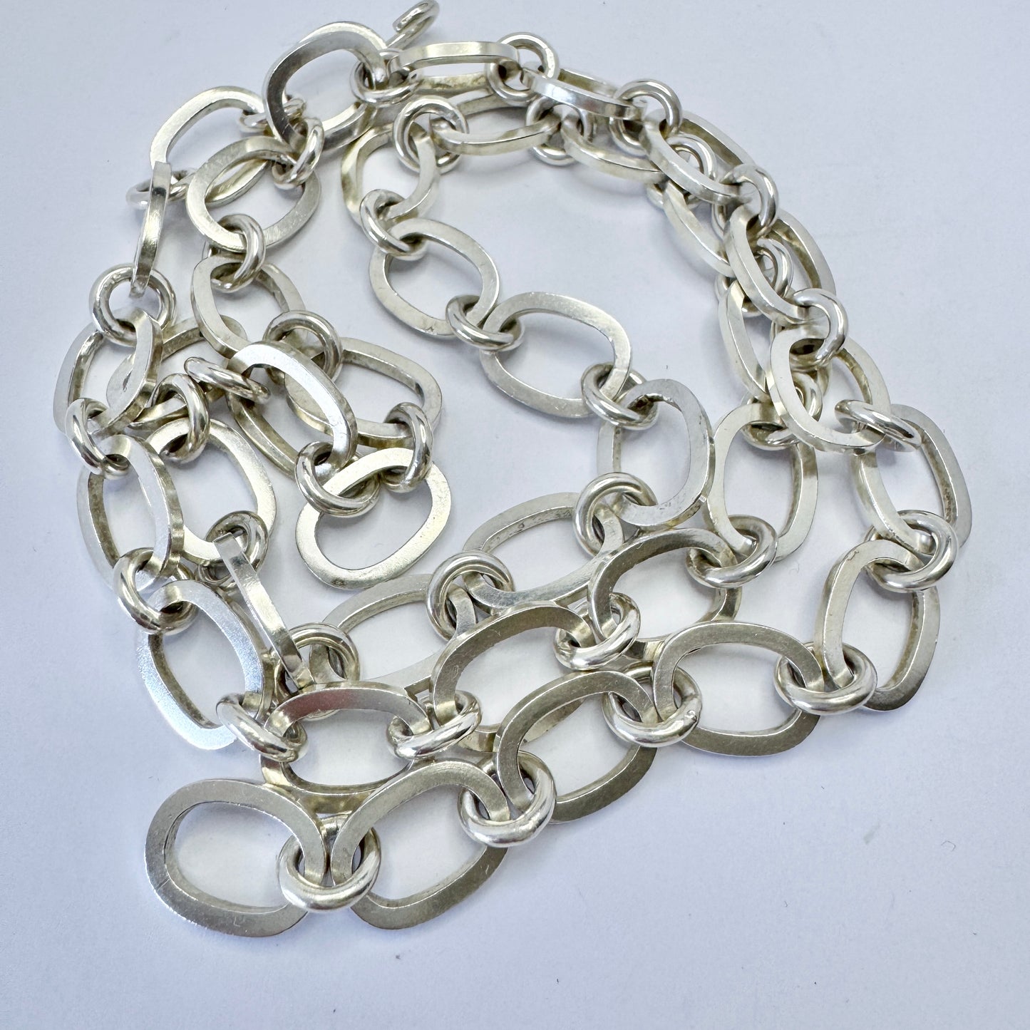 Sweden ca 1980s. Chunky Vintage Sterling Silver Necklace.