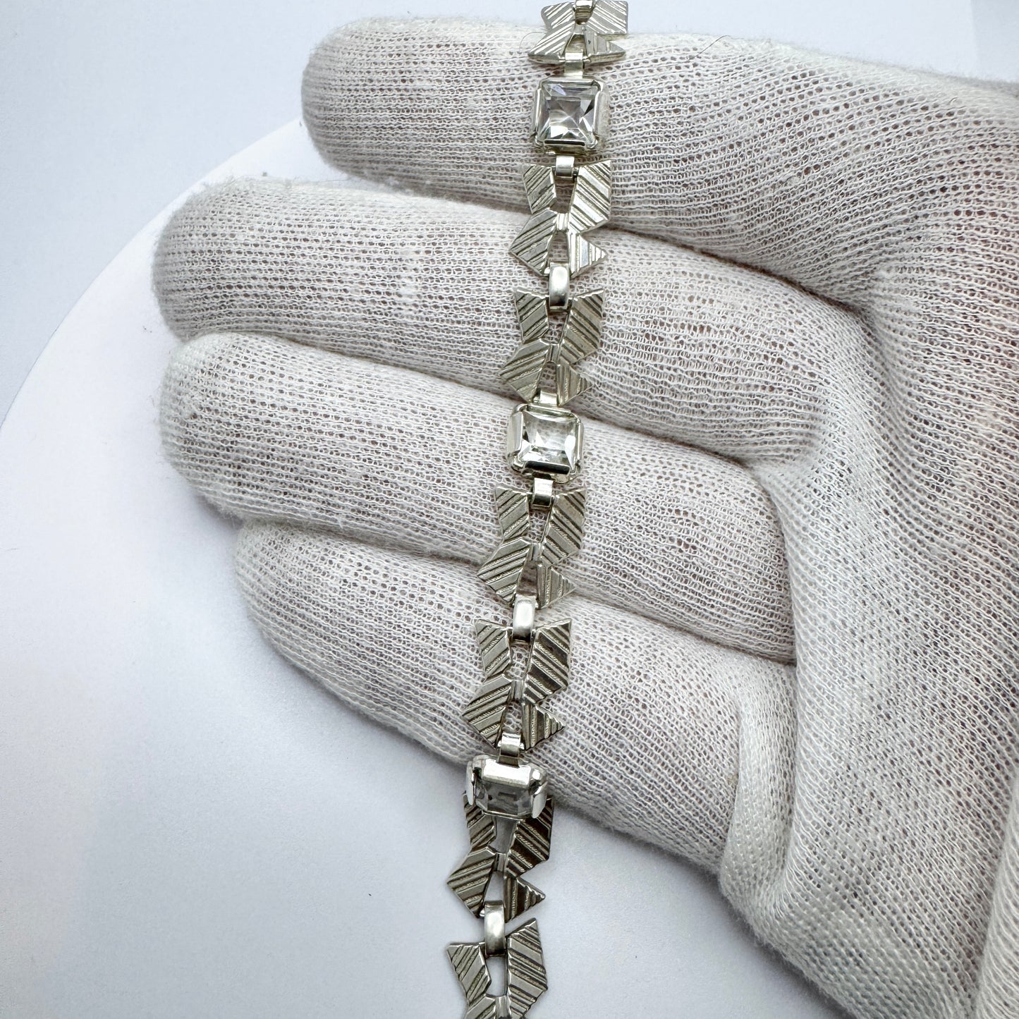 Vintage 1960s. Solid Silver Quartz Bracelet.