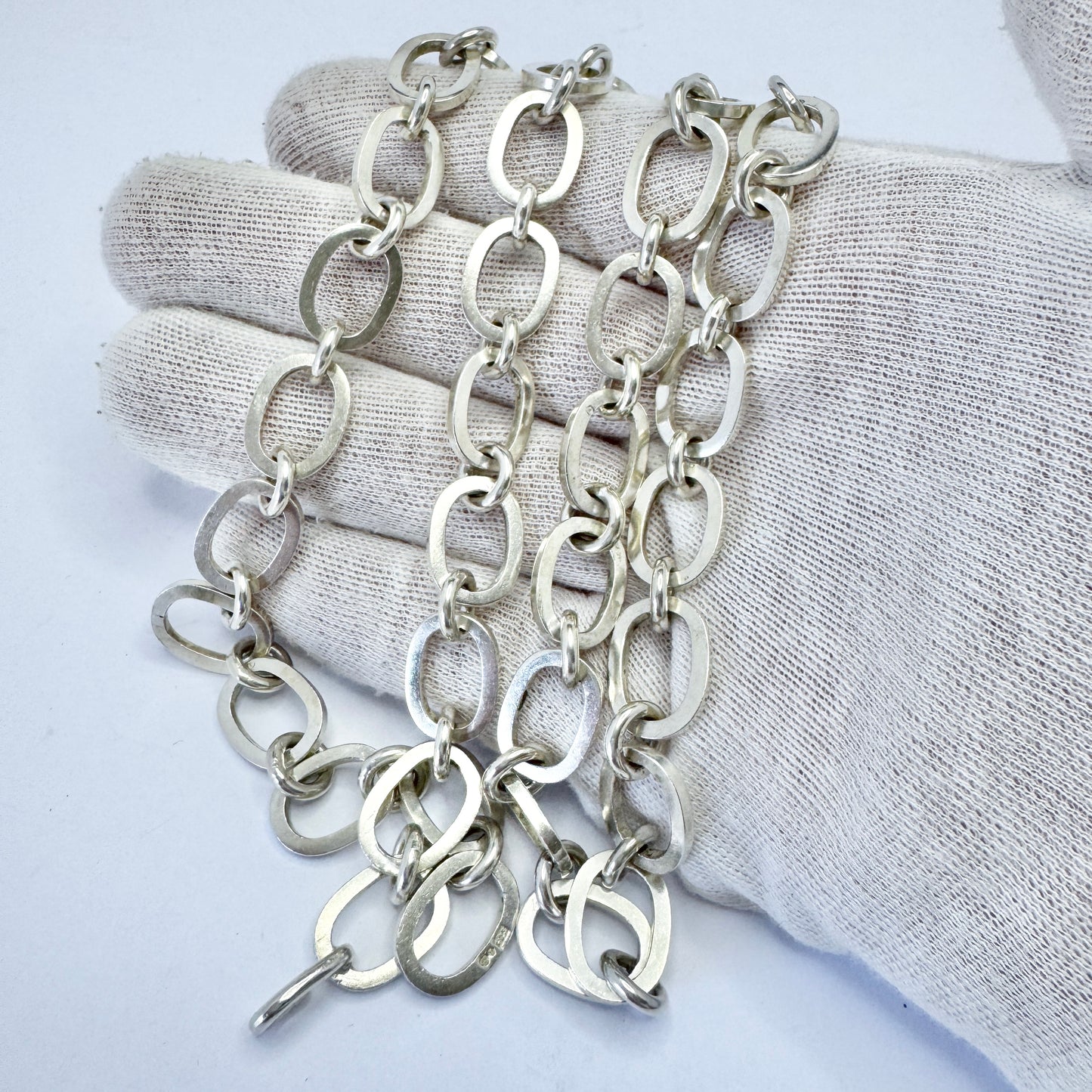 Sweden ca 1980s. Chunky Vintage Sterling Silver Necklace.