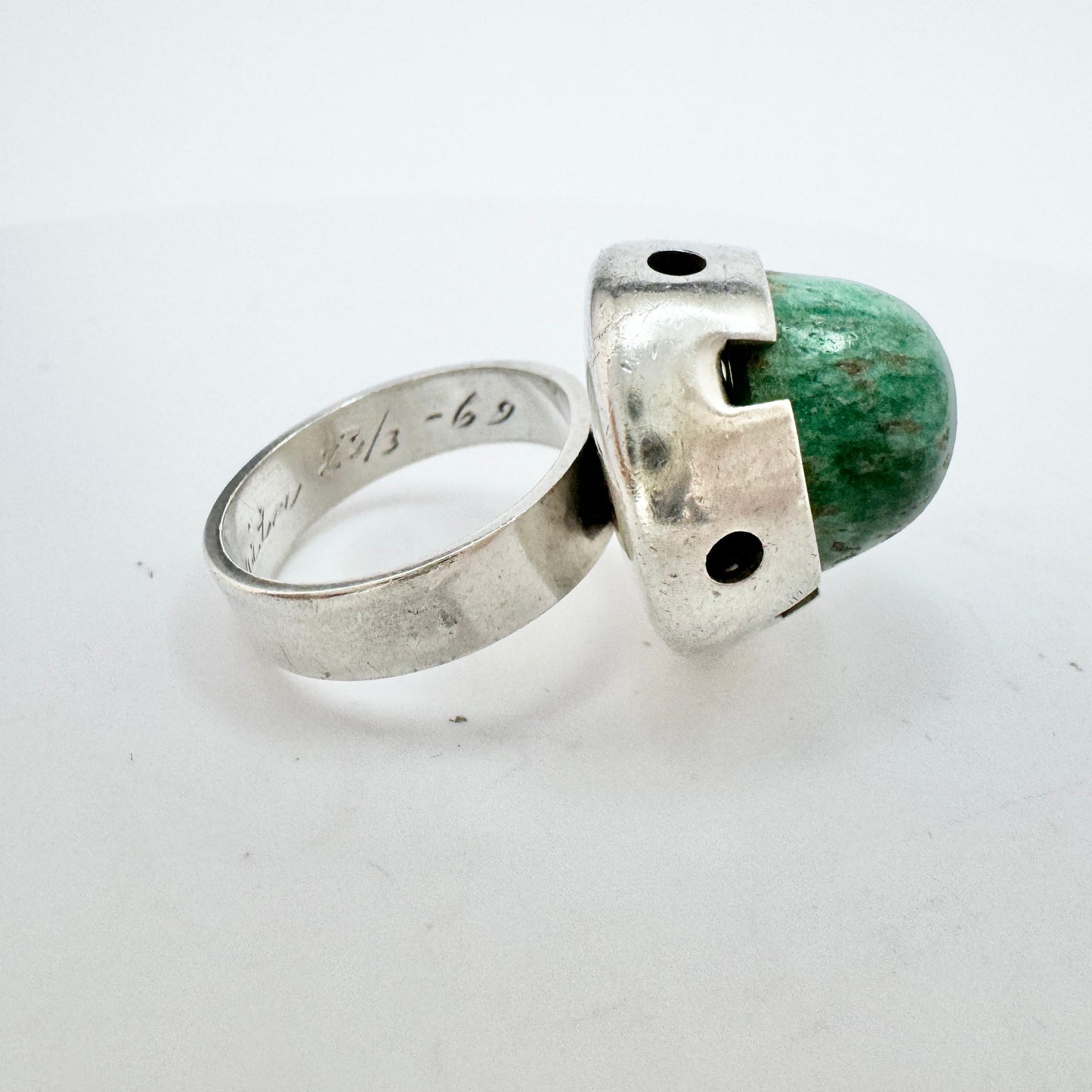 Martti Viikinniemi, Finland 1967. Vintage Solid Silver Amazonite Ring.