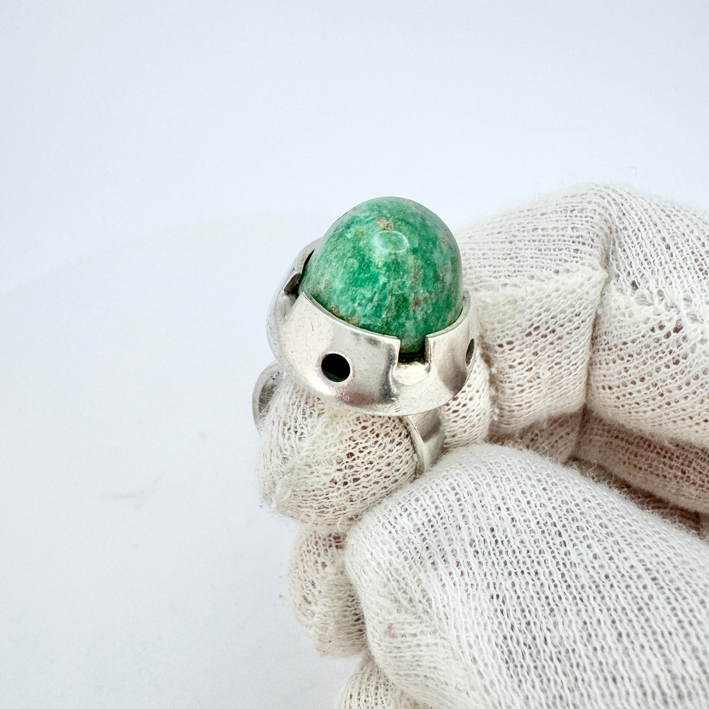 Martti Viikinniemi, Finland 1967. Vintage Solid Silver Amazonite Ring.