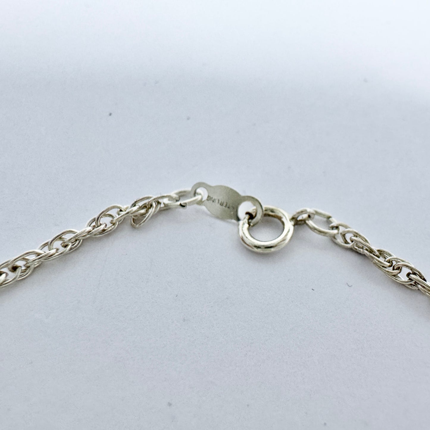 Sweden c 1970s. Vintage Sterling Silver Bergslagen-stone Pendant Necklace.