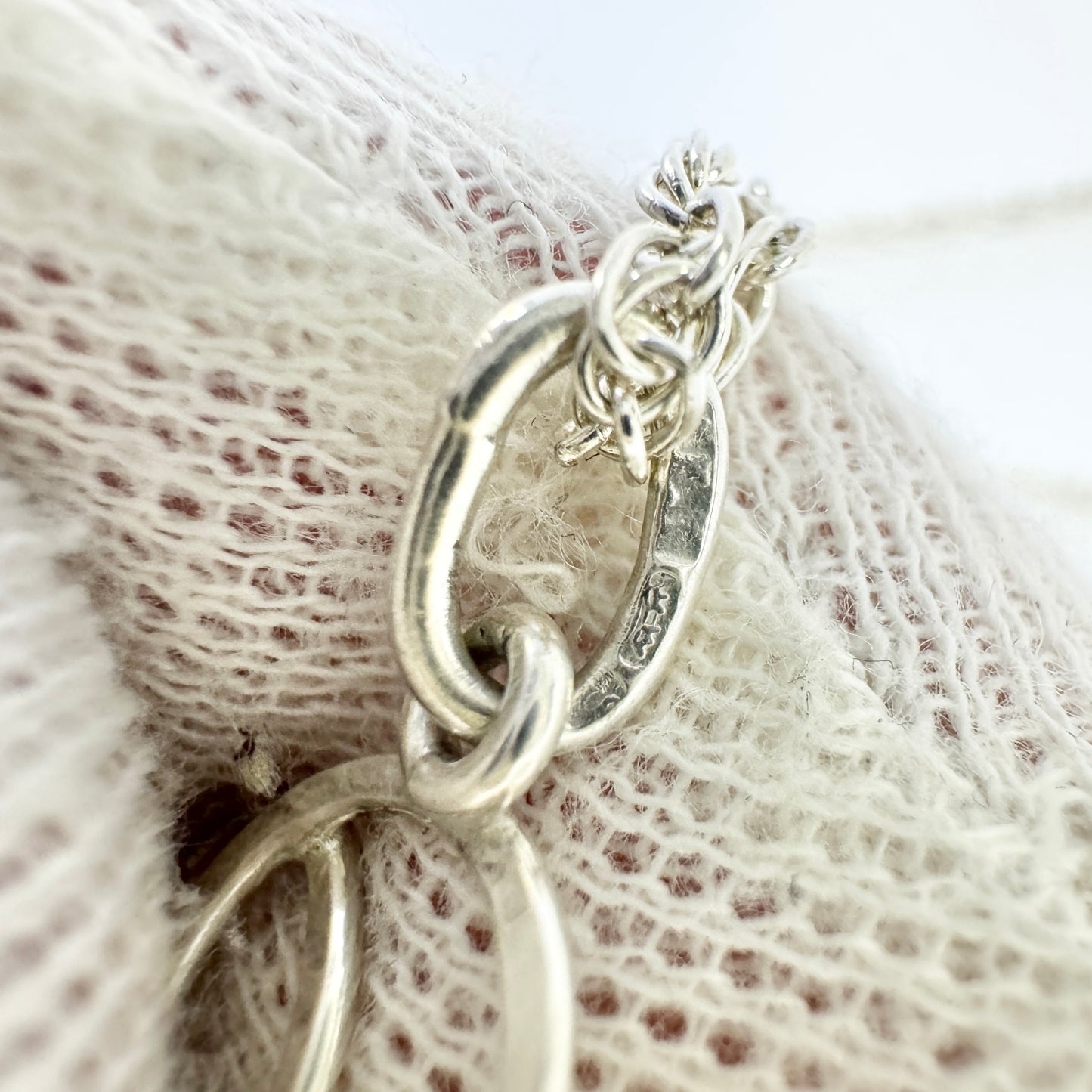 Sweden c 1970s. Vintage Sterling Silver Bergslagen-stone Pendant Necklace.