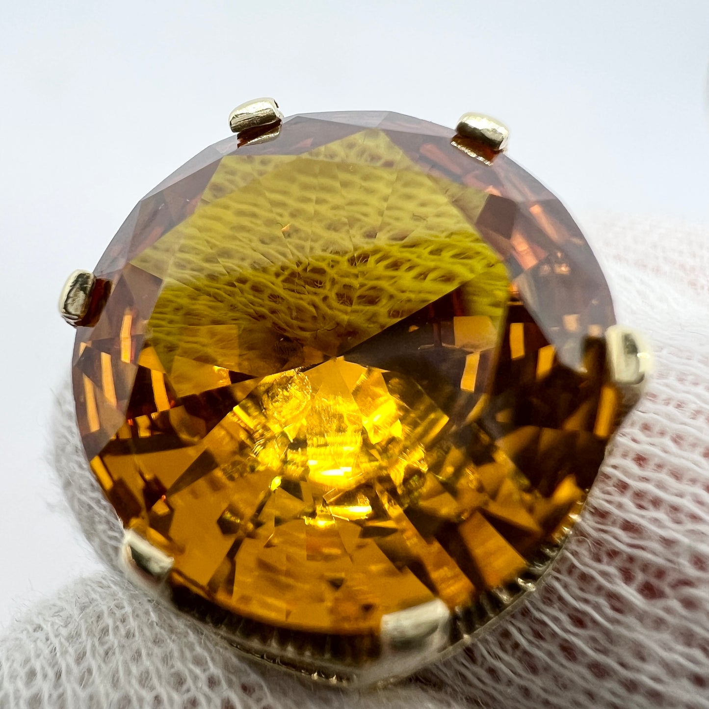 Vintage 1960-70s. Bold 14k Gold Citrine Cocktail Ring.