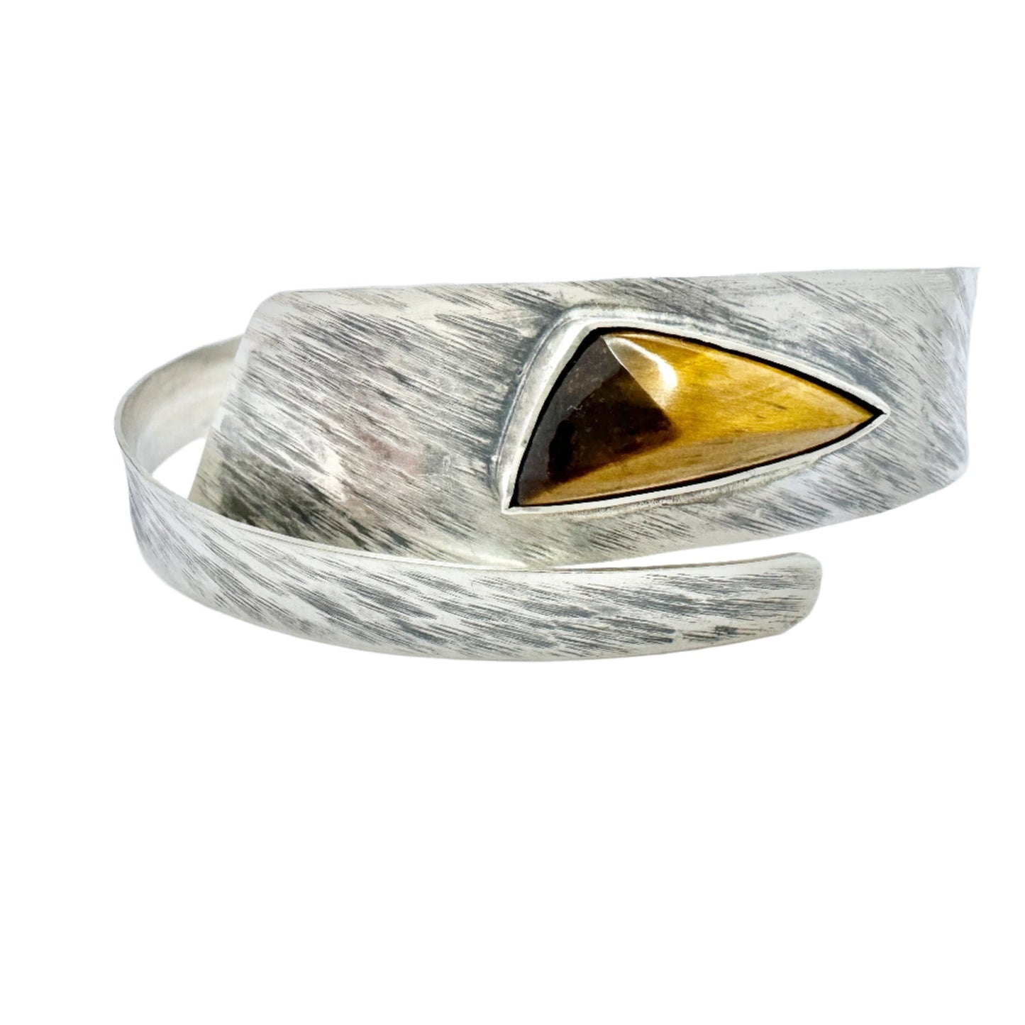 Valiokoru Laila Tavilehto, Finland 1962. Vintage Solid Silver Tiger's Eye Arm-ring Bracelet.