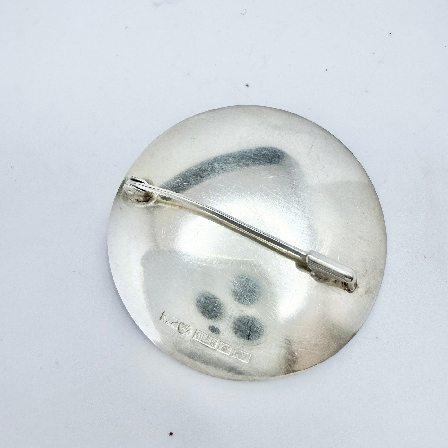 Salovaara, Finland 1965. Vintage Space Age Moon-surface Solid Silver Brooch.