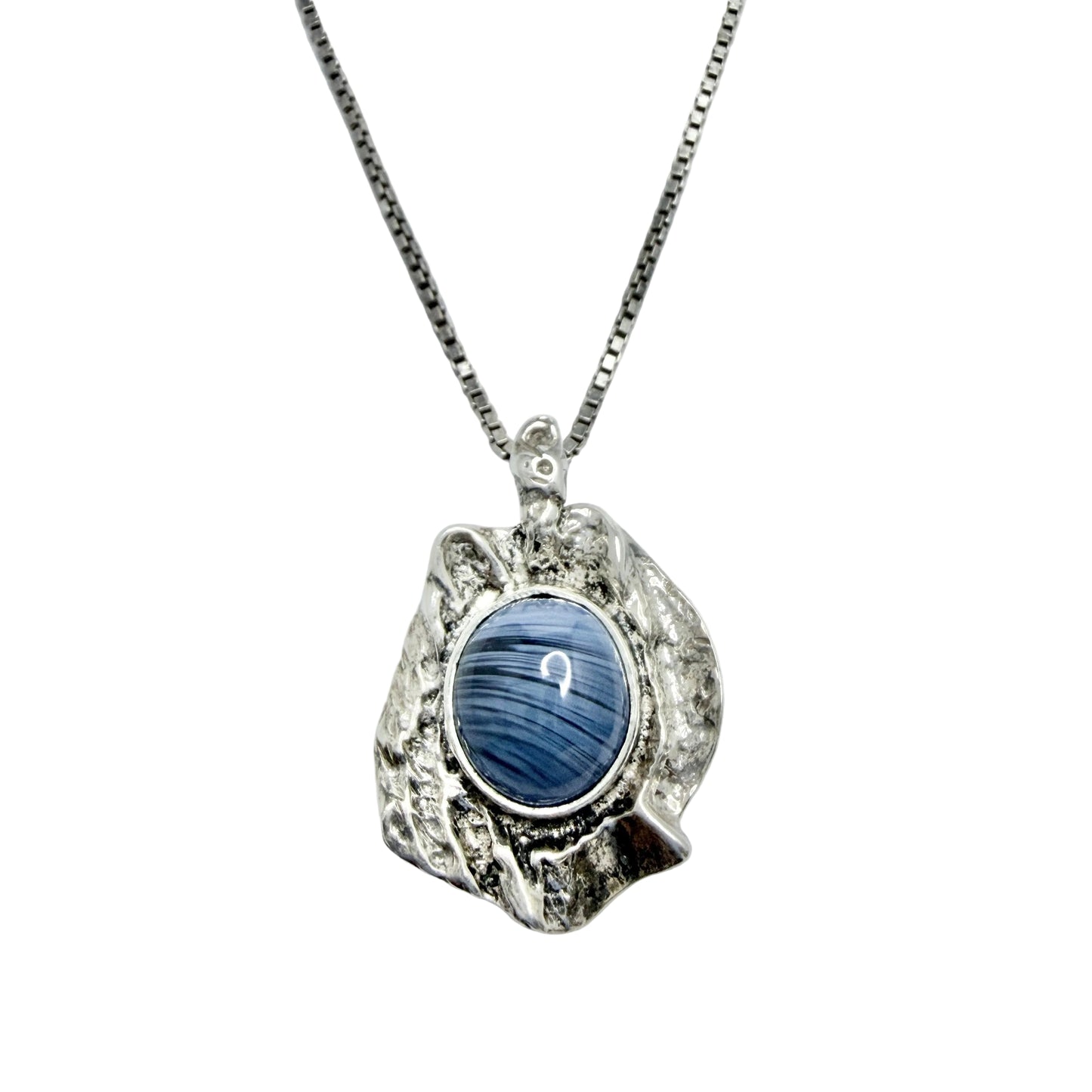 O Nordström, Sweden. Vintage Sterling Silver Bergslagen-stone Pendant Necklace.