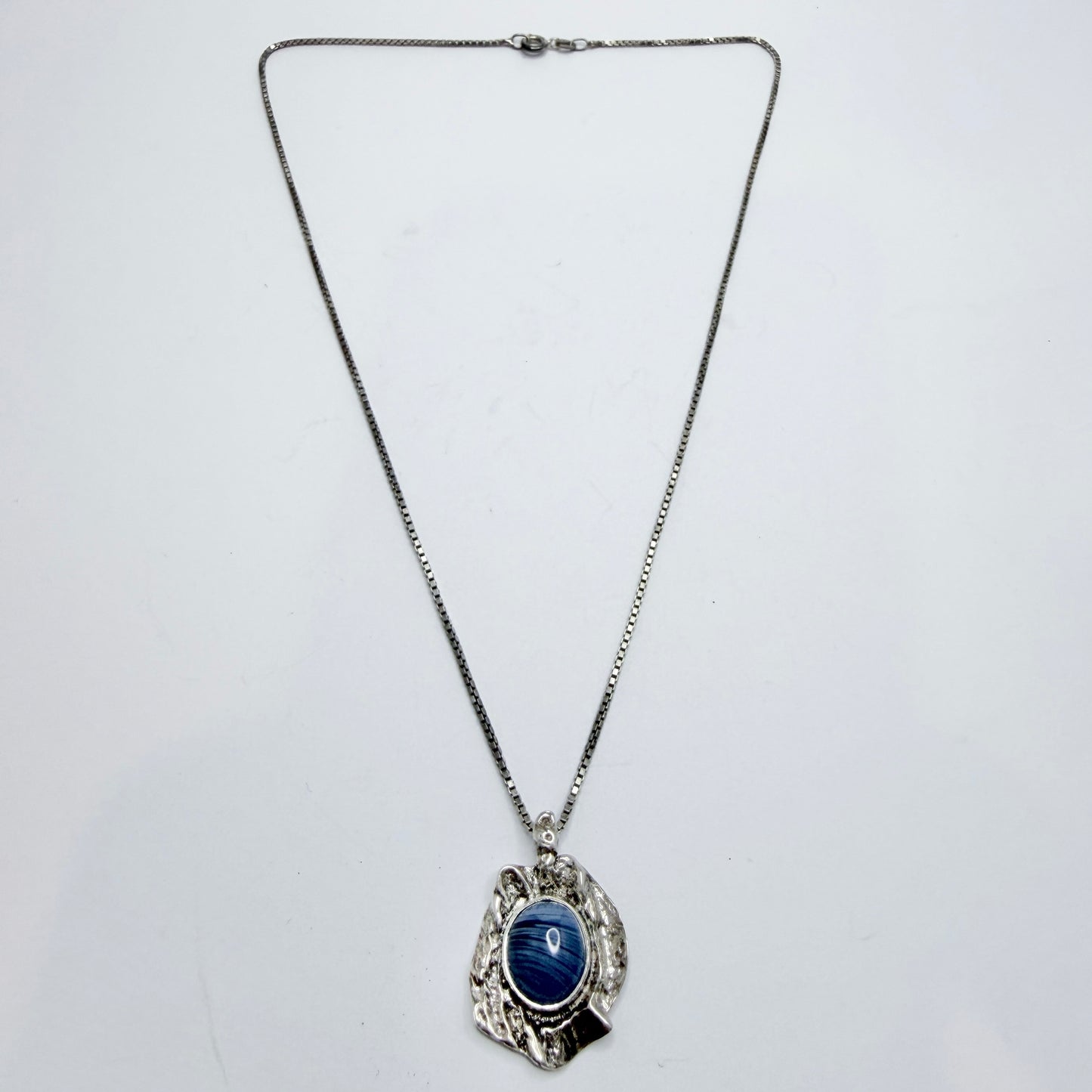 O Nordström, Sweden. Vintage Sterling Silver Bergslagen-stone Pendant Necklace.