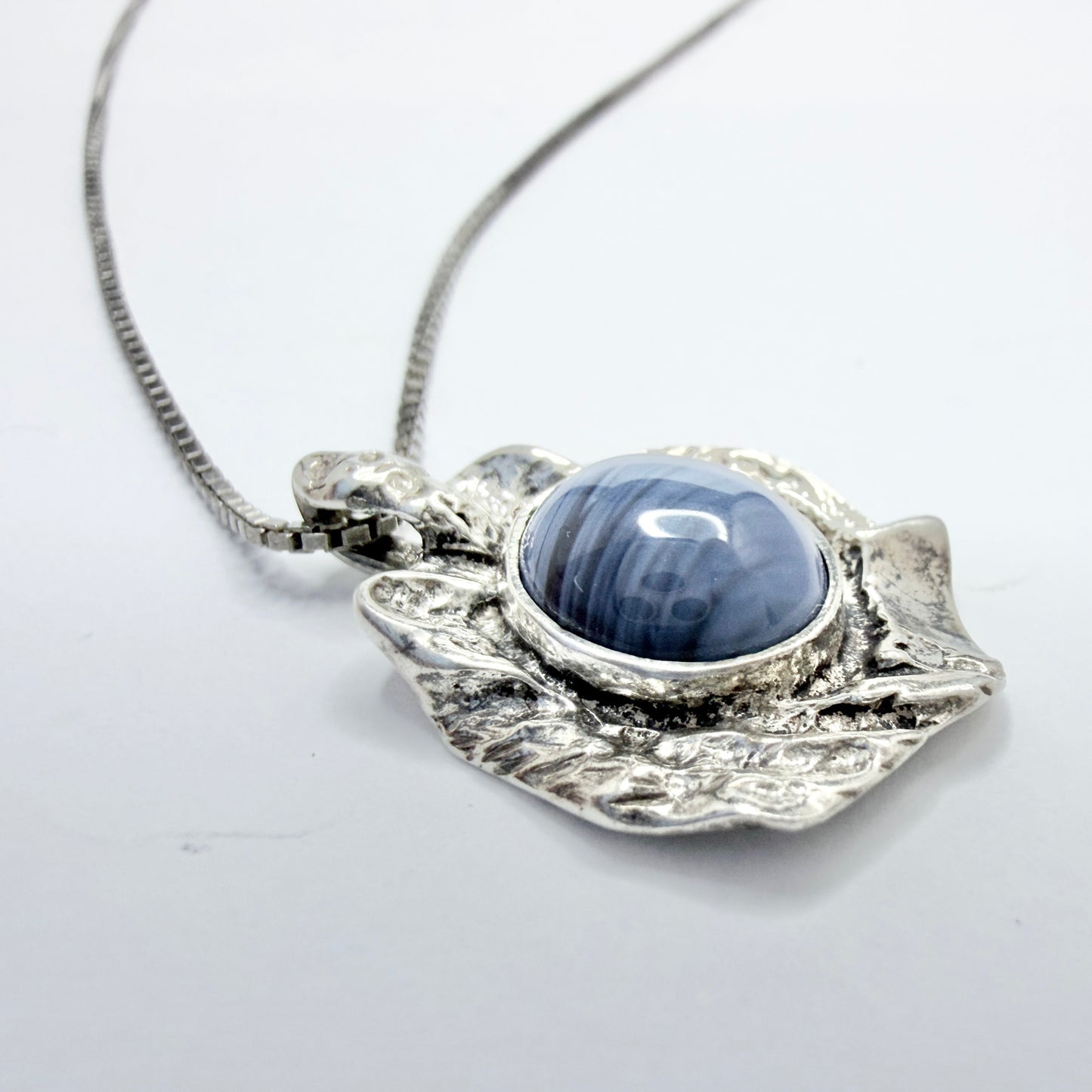 O Nordström, Sweden. Vintage Sterling Silver Bergslagen-stone Pendant Necklace.