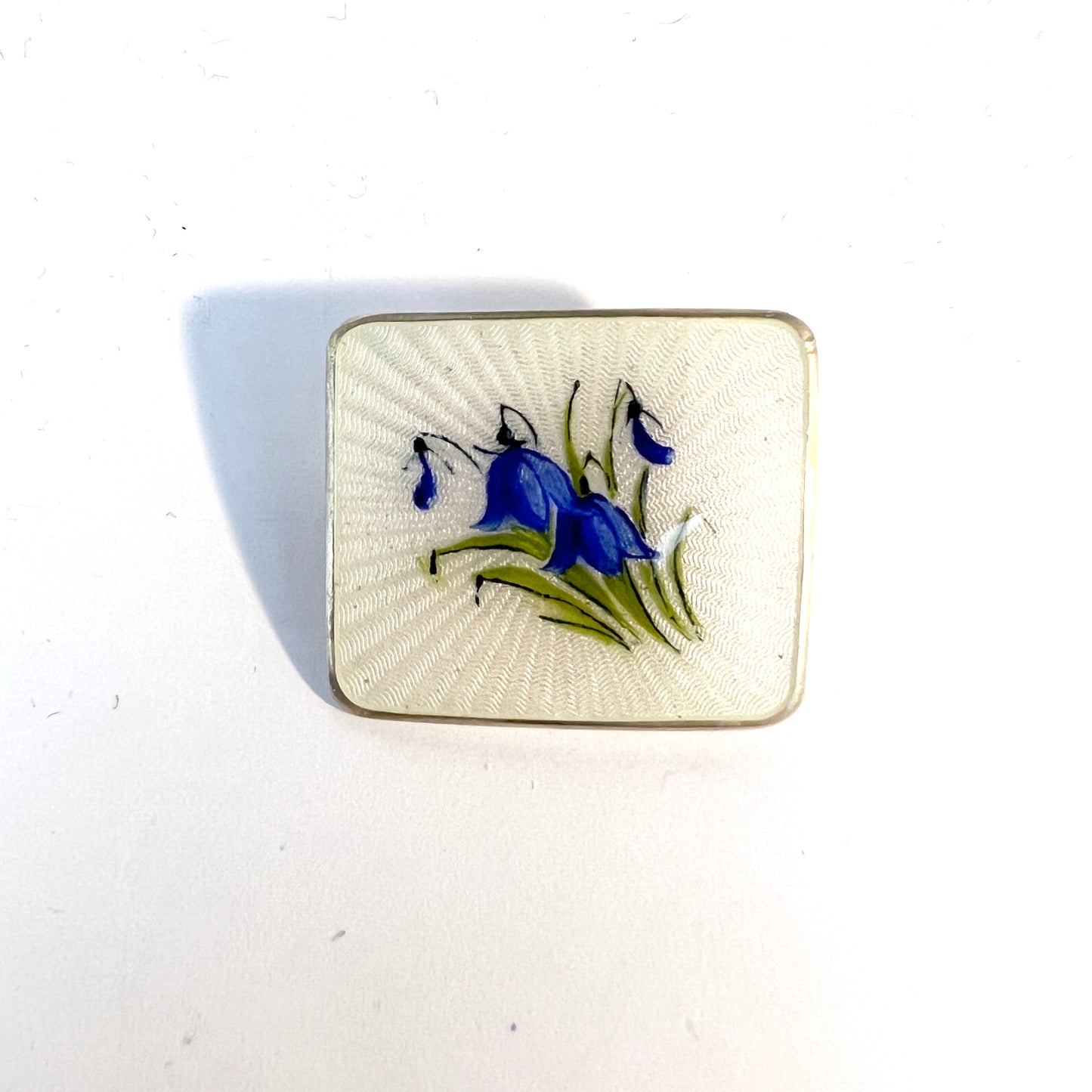 Ivar T Holth, Norway. Vintage Sterling Silver Enamel Bluebell Flower Brooch.