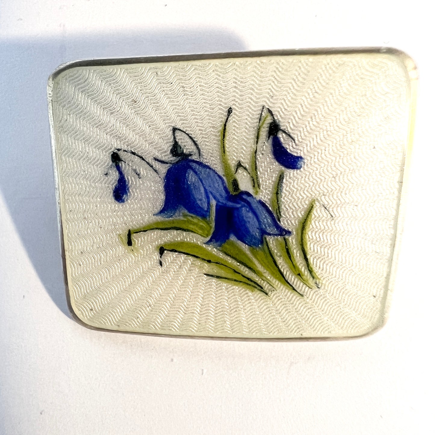 Ivar T Holth, Norway. Vintage Sterling Silver Enamel Bluebell Flower Brooch.