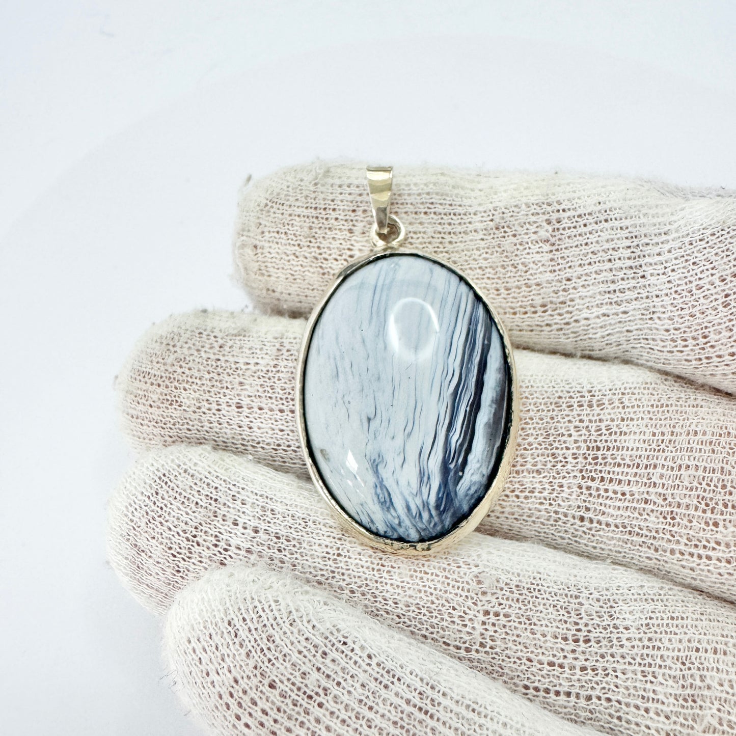 Sweden c 1960-70s. Vintage Sterling Silver Bergslagen-stone Pendant.