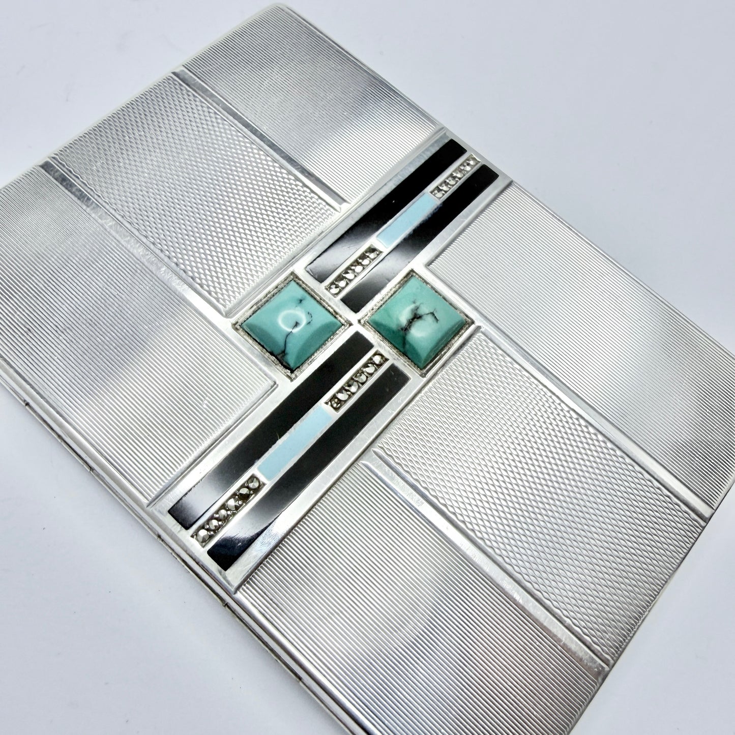Austria ca 1930. Vintage Art Deco Sterling 935 Silver Cigarette Case.