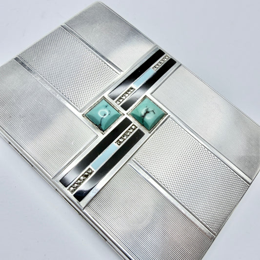 Austria ca 1930. Vintage Art Deco Sterling 935 Silver Cigarette Case.