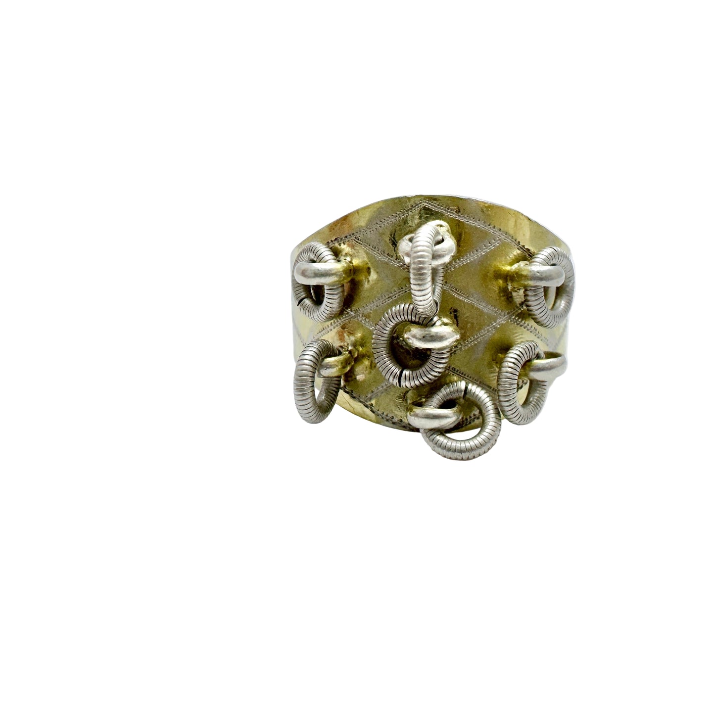 CW Edvall, Sweden 1908. Antique Solid Silver Sami / Laplander Wedding Ring.