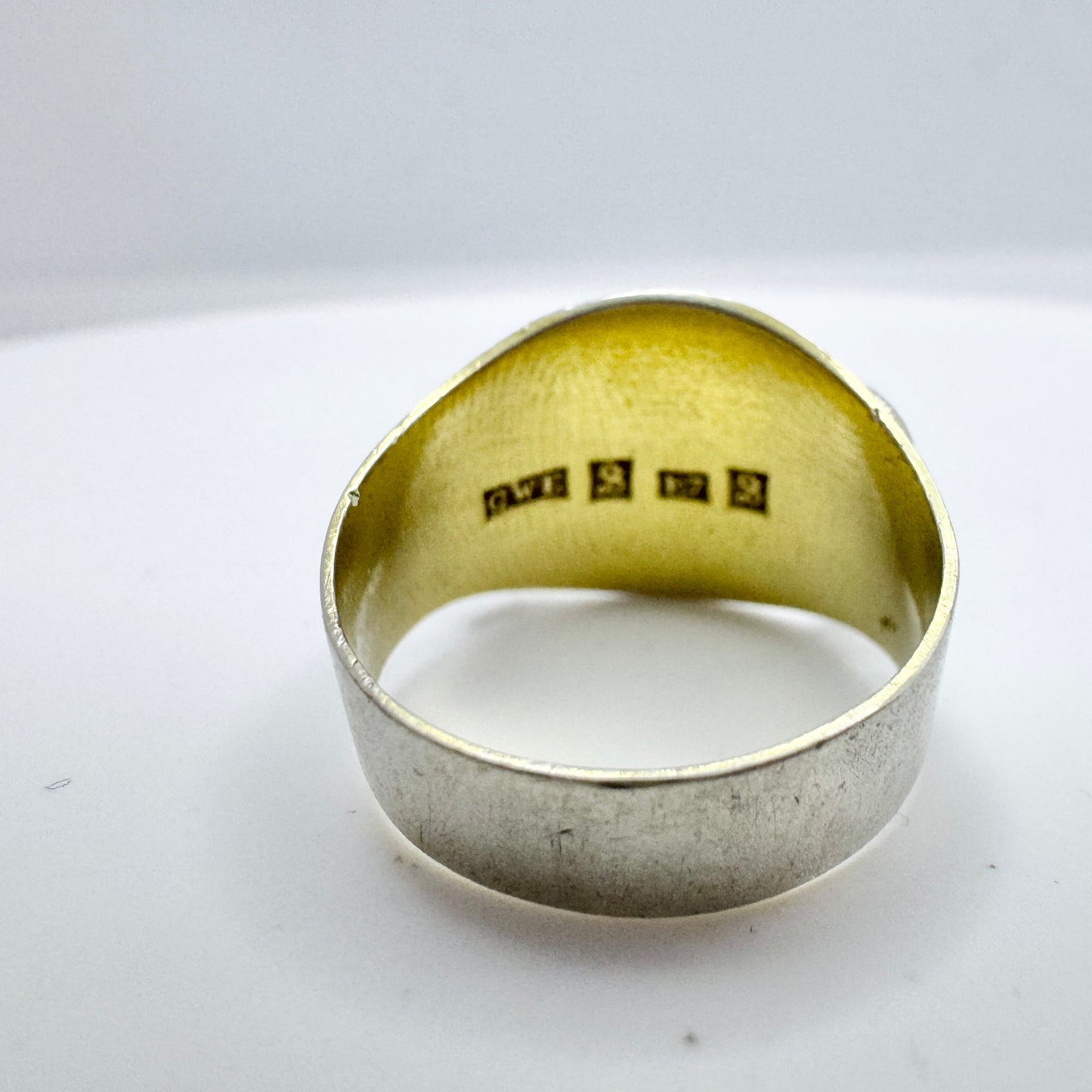 CW Edvall, Sweden 1908. Antique Solid Silver Sami / Laplander Wedding Ring.