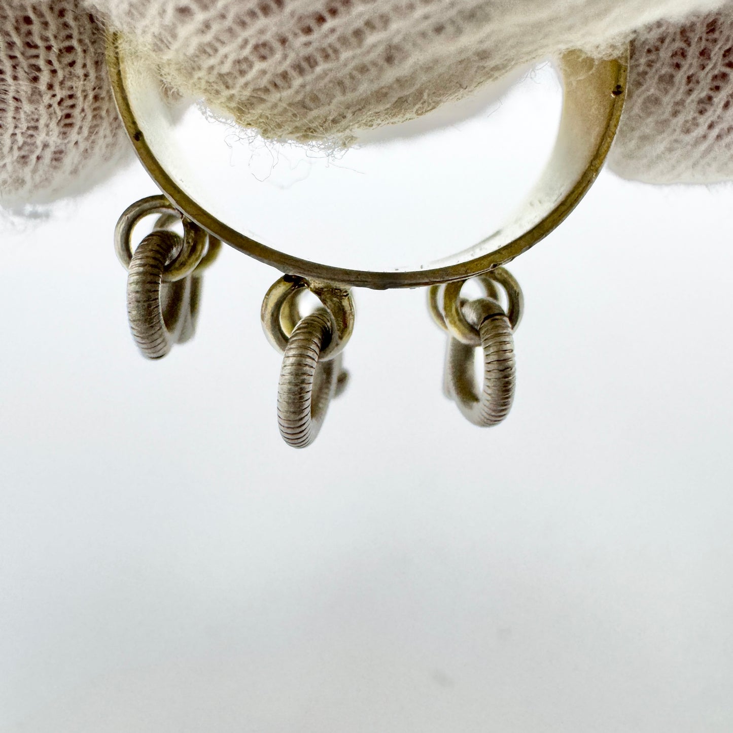 CW Edvall, Sweden 1908. Antique Solid Silver Sami / Laplander Wedding Ring.