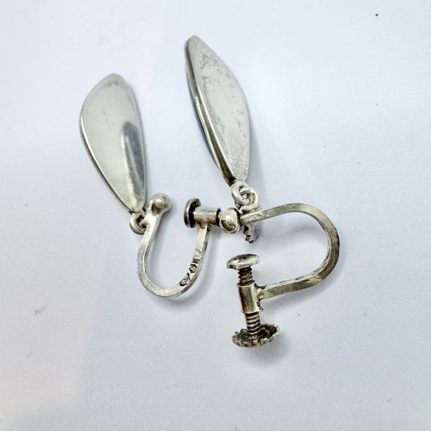 Victor Janson, Sweden c 1960s. Vintage Bergslagen-stone Silver Earrings.
