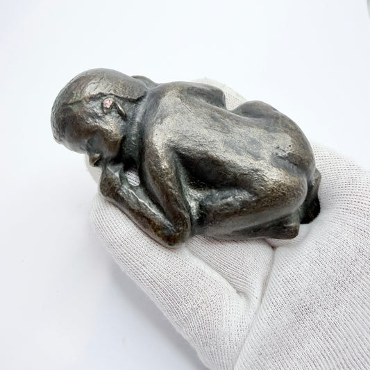Vintage / Antique Bronze Sculpture Paperweight. Sleeping Child.