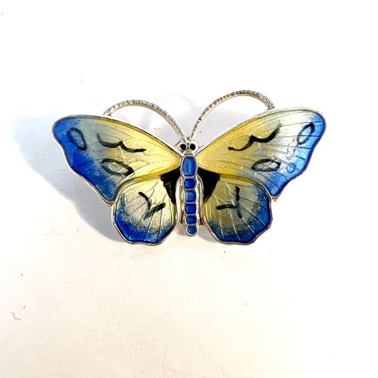 Finn Jensen, Norway. Vintage Sterling Silver Enamel Butterfly Brooch.