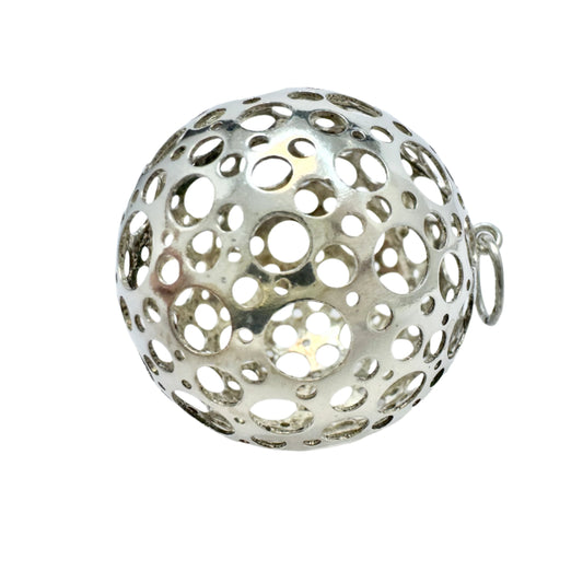 Liisa Vitali for N Westerback, Finland 1974. Large Vintage Sterling Silver Sphere Pendant