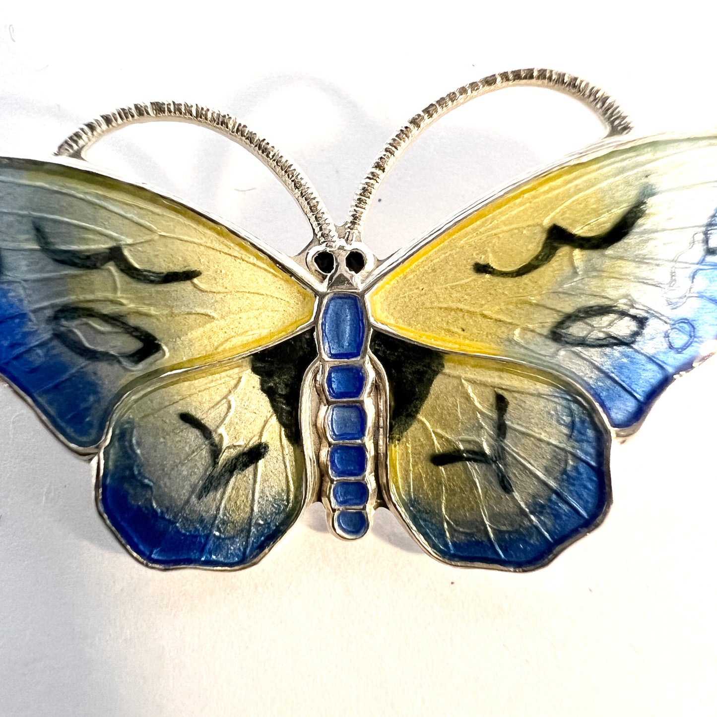 Finn Jensen, Norway. Vintage Sterling Silver Enamel Butterfly Brooch.