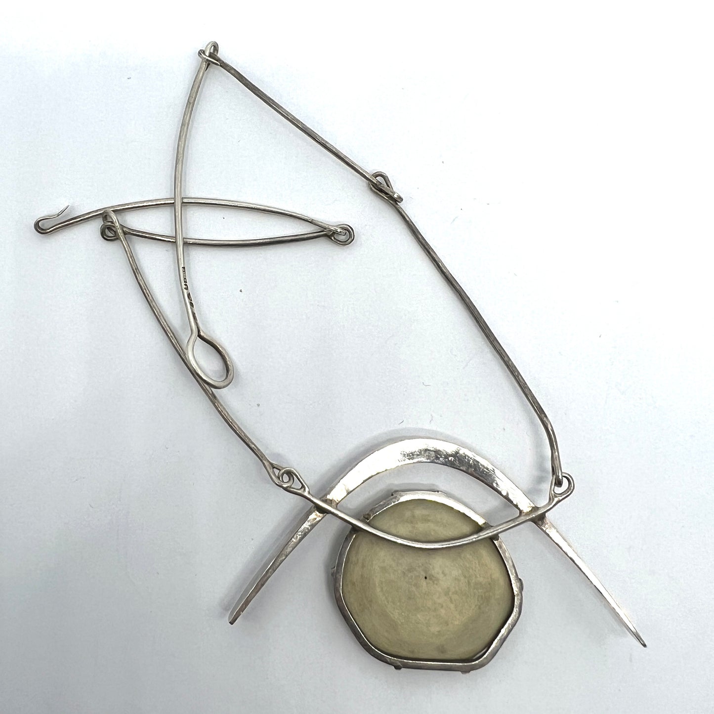 Fryklund, Sweden 1959. Vintage  Solid Silver Fossil Stone Necklace.