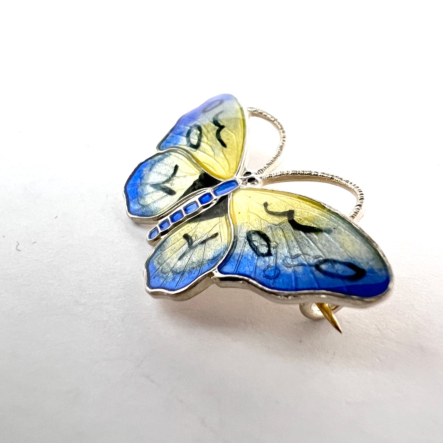 Finn Jensen, Norway. Vintage Sterling Silver Enamel Butterfly Brooch.