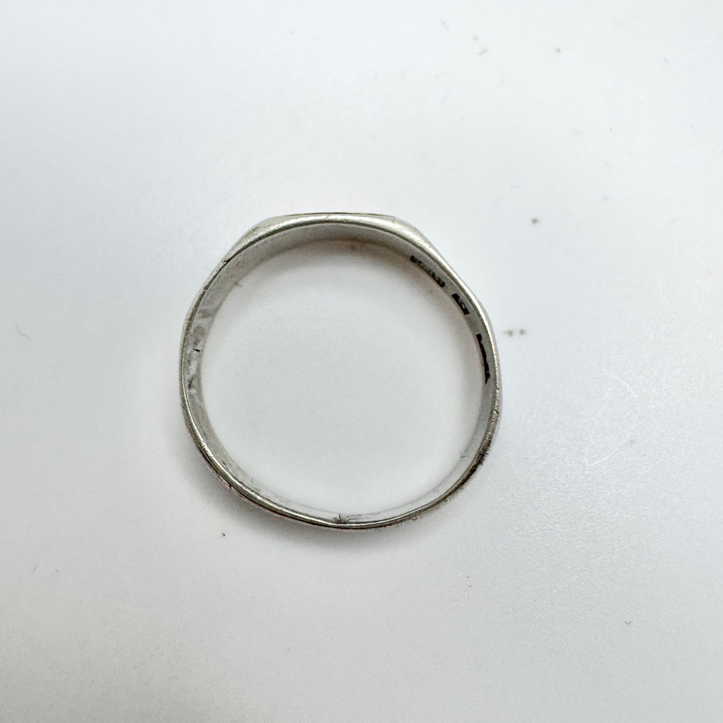 Sweden year 1872. Antique Silver Memory Pinky Ring.