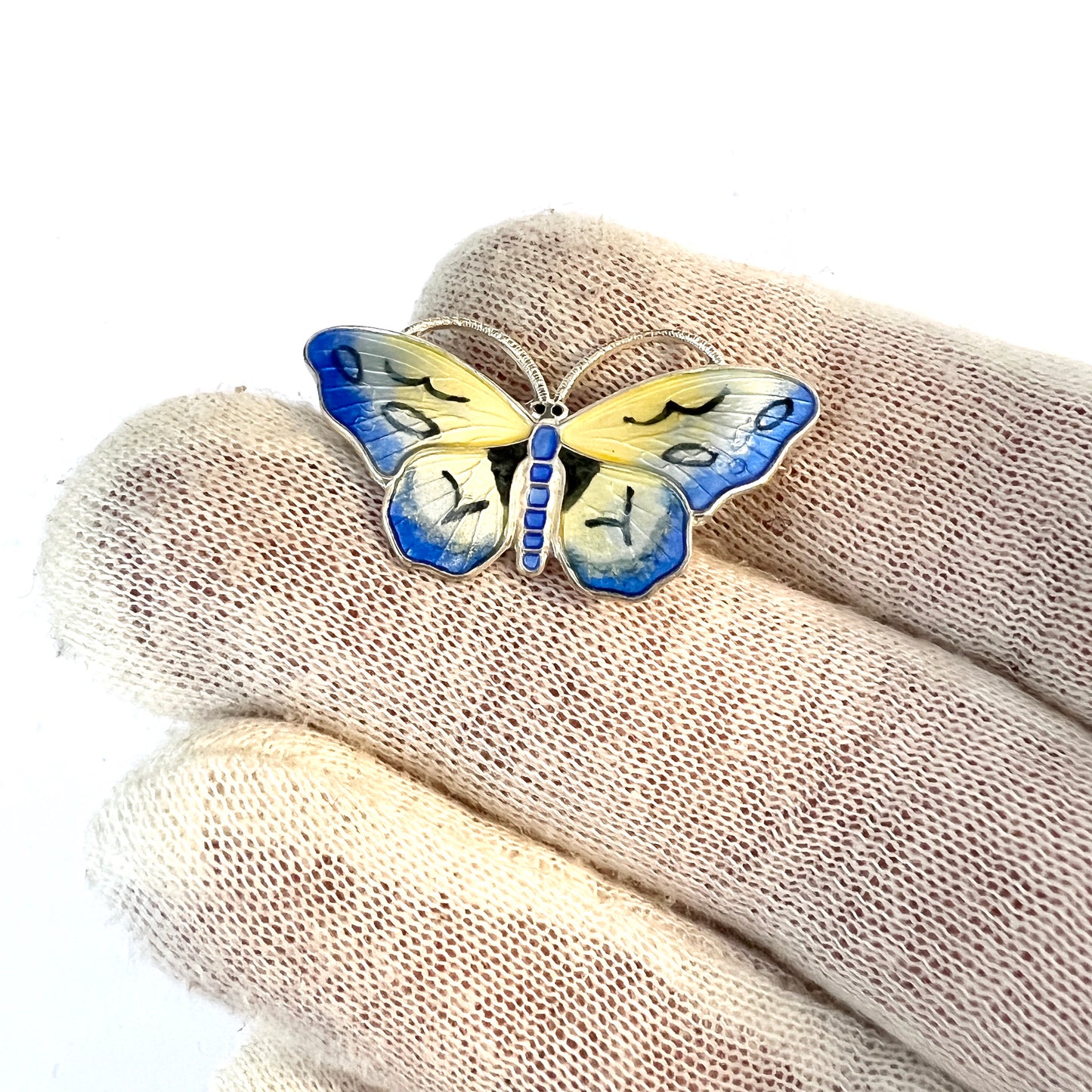 Finn Jensen, Norway. Vintage Sterling Silver Enamel Butterfly Brooch.